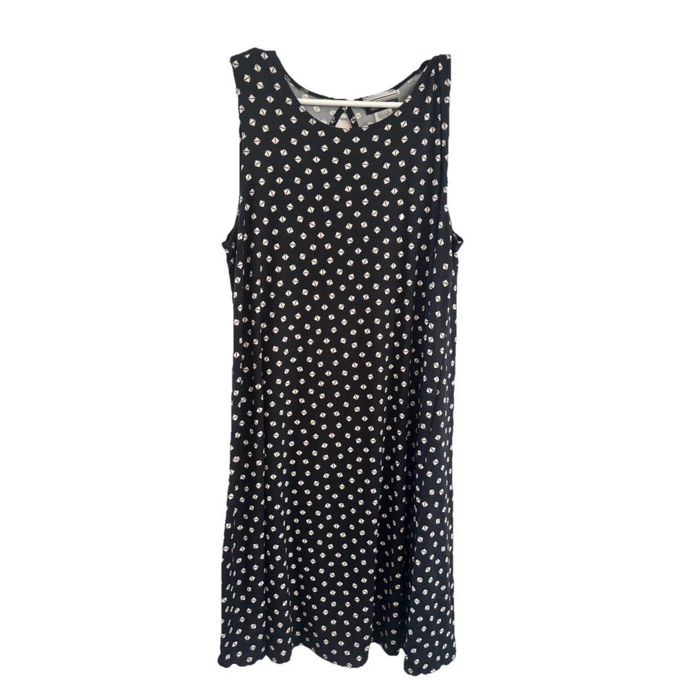 Allison Brittney Black & White A-Line Dress Size M Sleeveless Geometric Print